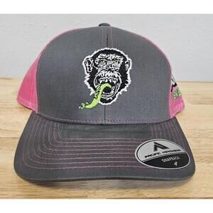 Gas Monkey Garage Energy Drink Gray And Pink Trucker Hat Snap Back Mesh Cap